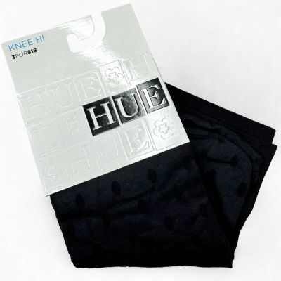 HUE Sheer Dot Opaque Knee High Black One Size | 1 Pair NEW